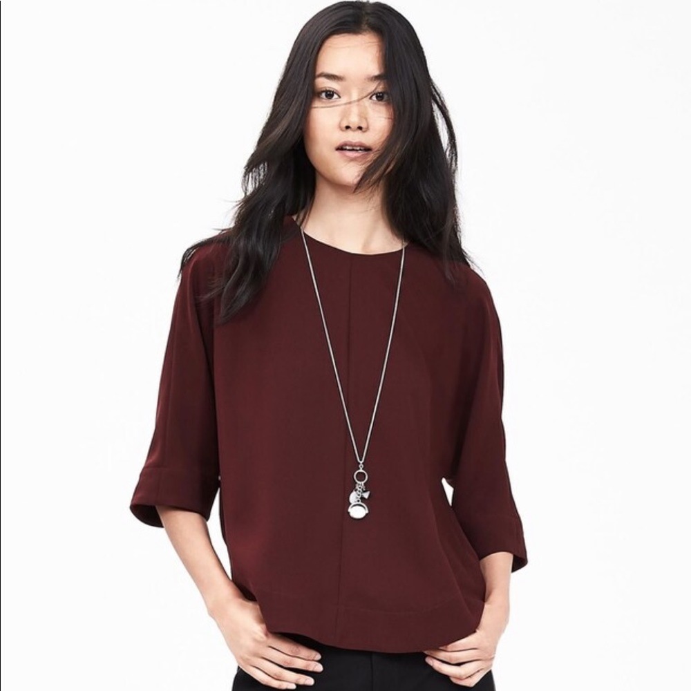 Banana Republic burgundy crossback drapey top